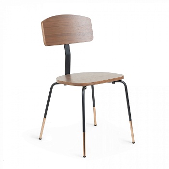 Стул Okay из черного металла и дерева ореха La Forma (ex Julia Grup)