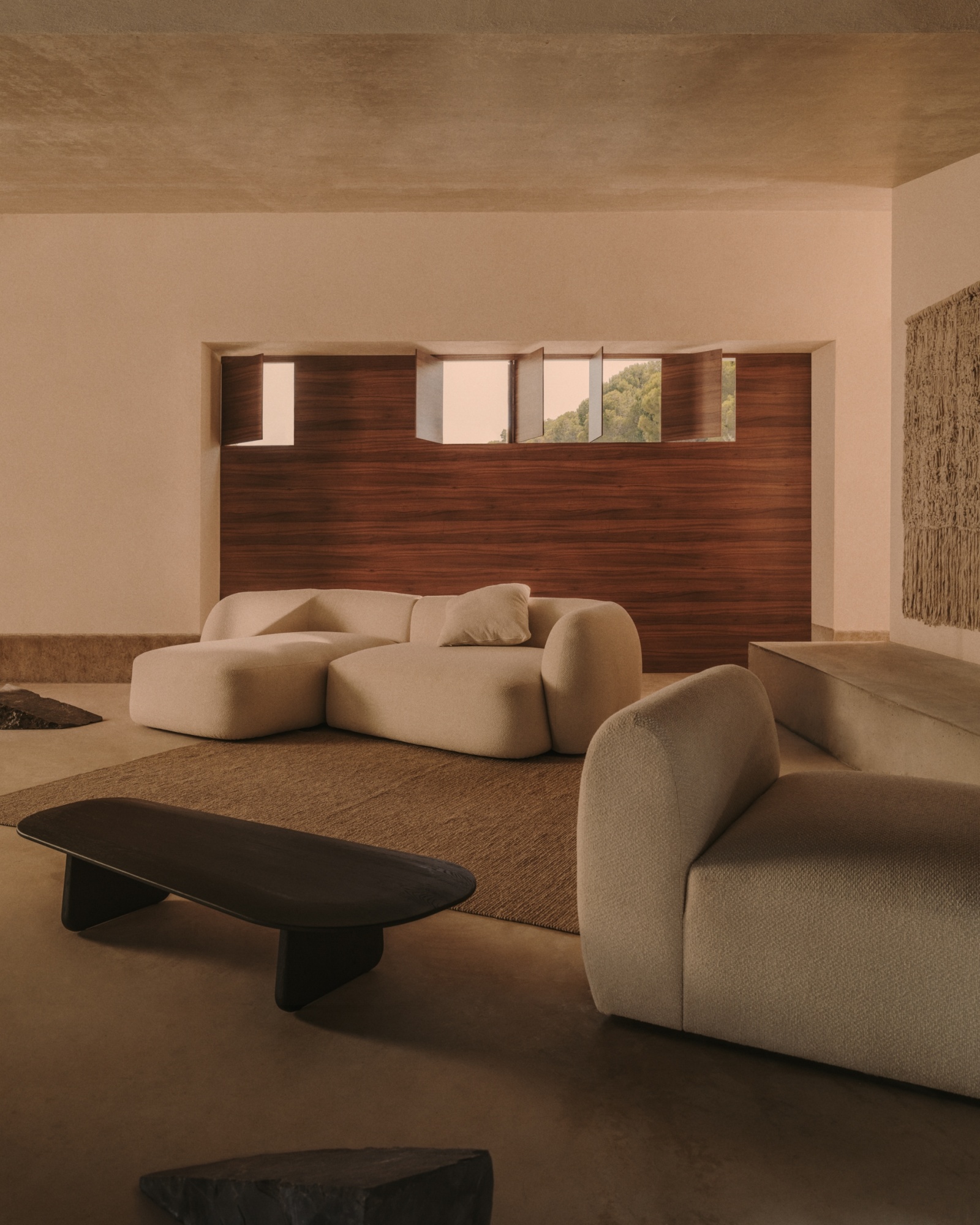 Модульный диван Martina 3-местный с левым шезлонгом, цвет экрю, 287 см La Forma (ex Julia Grup)