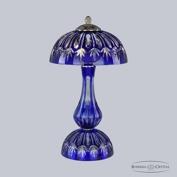 Настольная лампа с хрустальными подвесками 1370L/3/25 Ni Clear-Blue/H-1I Bohemia Ivele Crystal