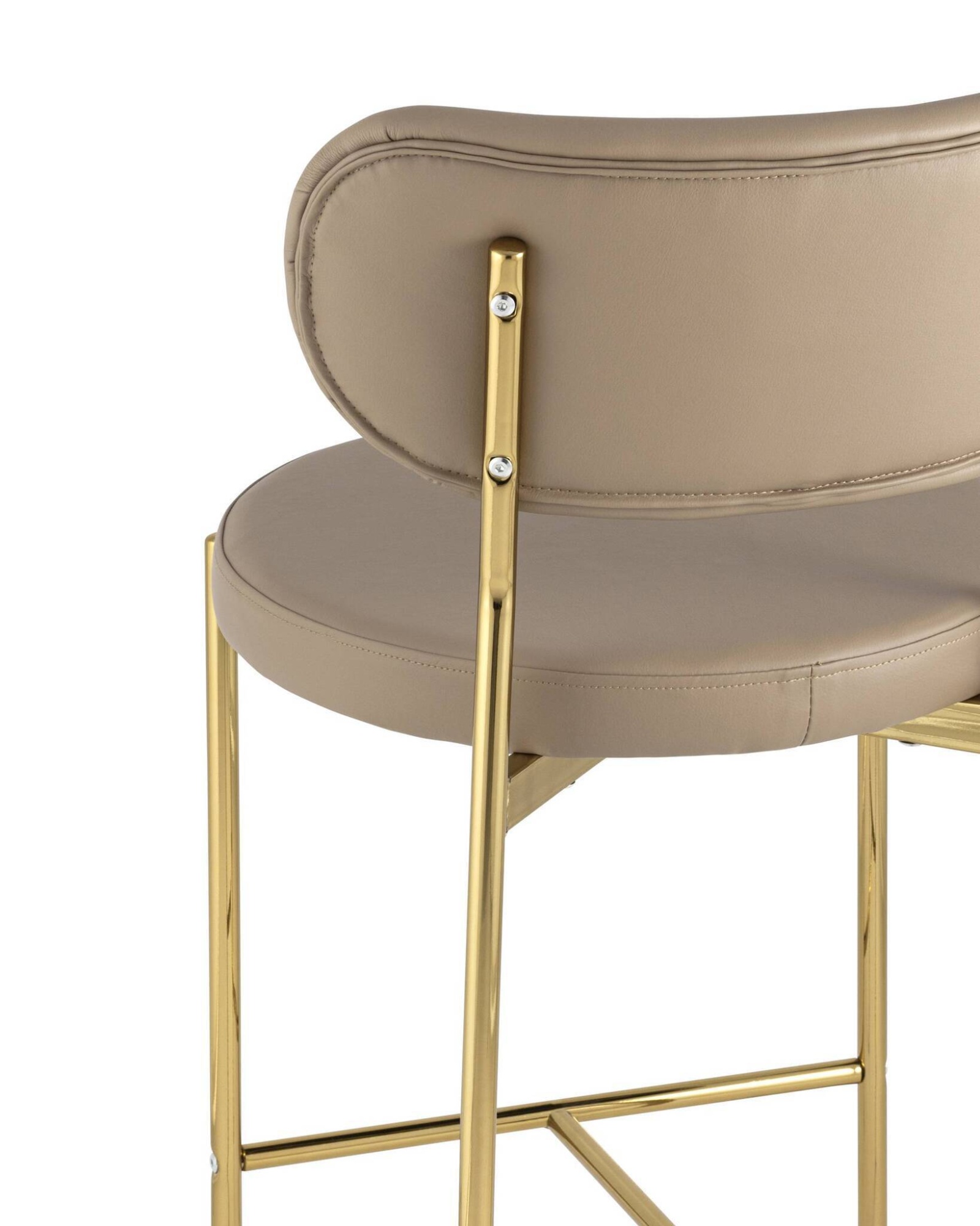 Стул полубарный Барбара экокожа бежевая золотые ножки Stool Group