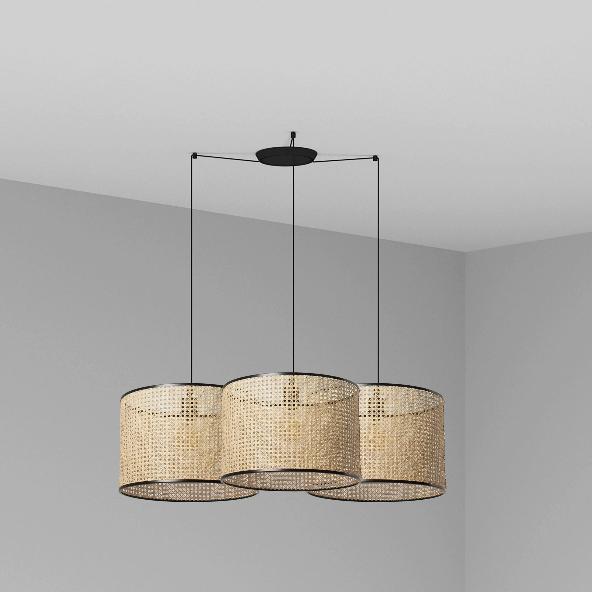 Подвесной светильник Mambo черный/ротанг ø450 3L Faro