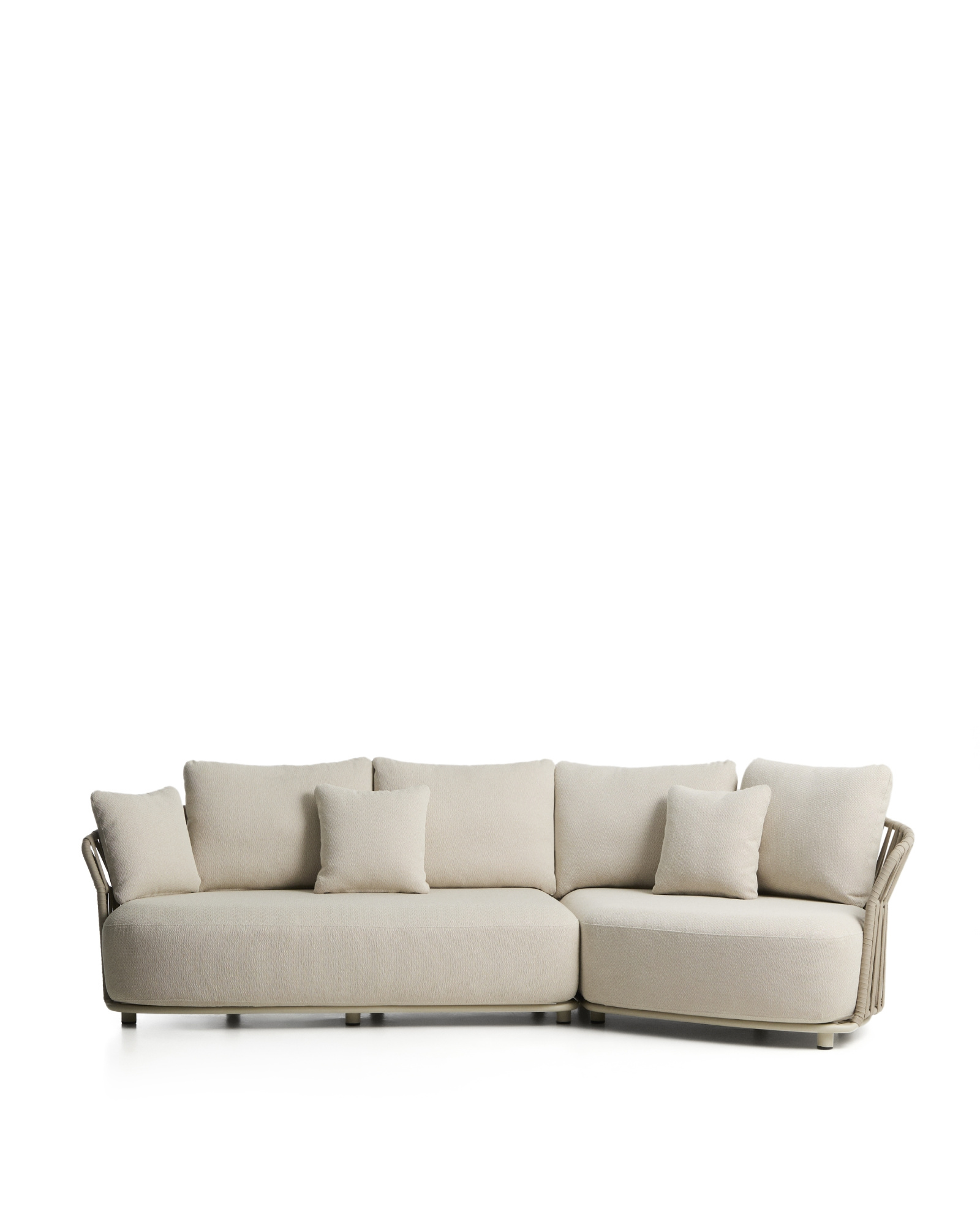 Уличный модульный диван Osani из алюминия экрю и веревки цвета таупе 274 см La Forma 482323