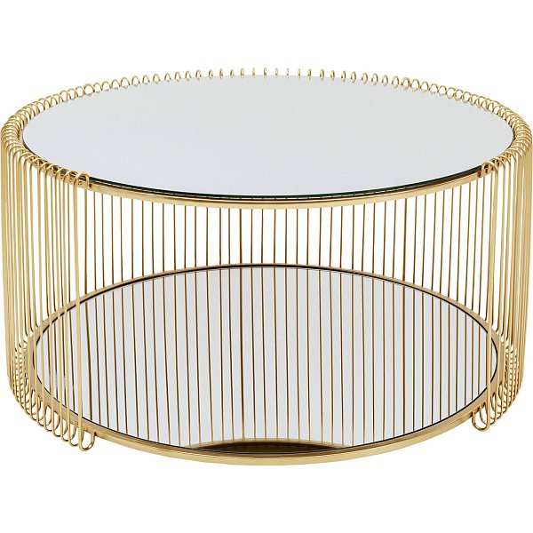 Стол кофейный Wire Double Brass Ø80cm KARE 70336