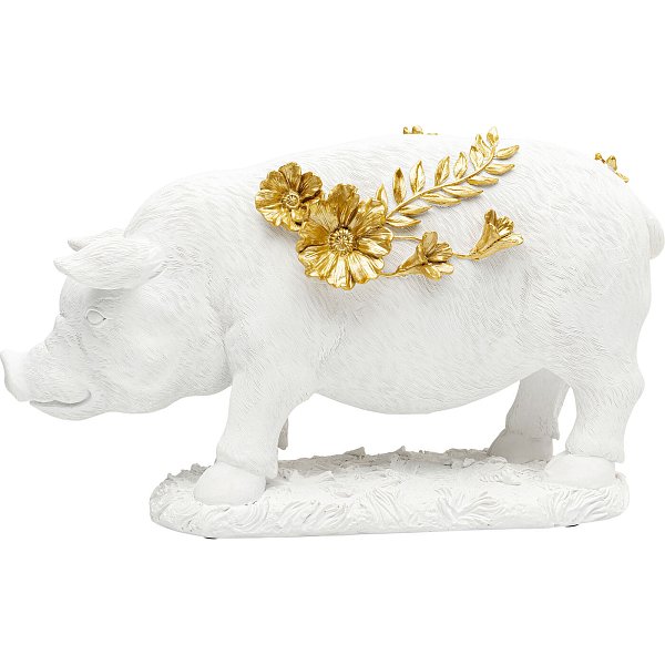 Фигура декоративная Flower Pig White 21cm KARE 57258