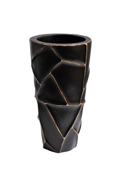 Кашпо черное с золотом Garda Decor ZSC872-19BL-GL