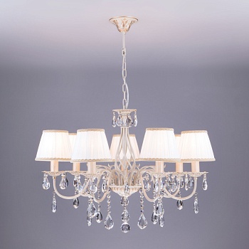 Подвесная люстра Eurosvet 3637/7 белый с золотом/прозрачный хрусталь Strotsk