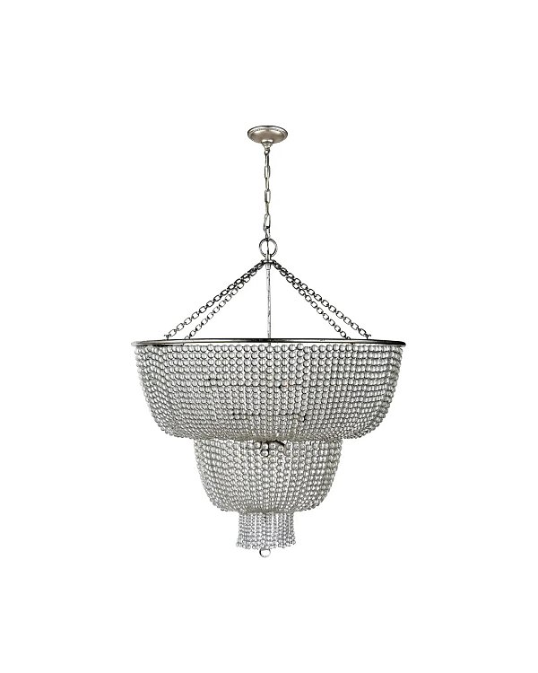 Большая серебряная люстра Карла со стеклянными бусами Louvre Home JJ10986-13DB
