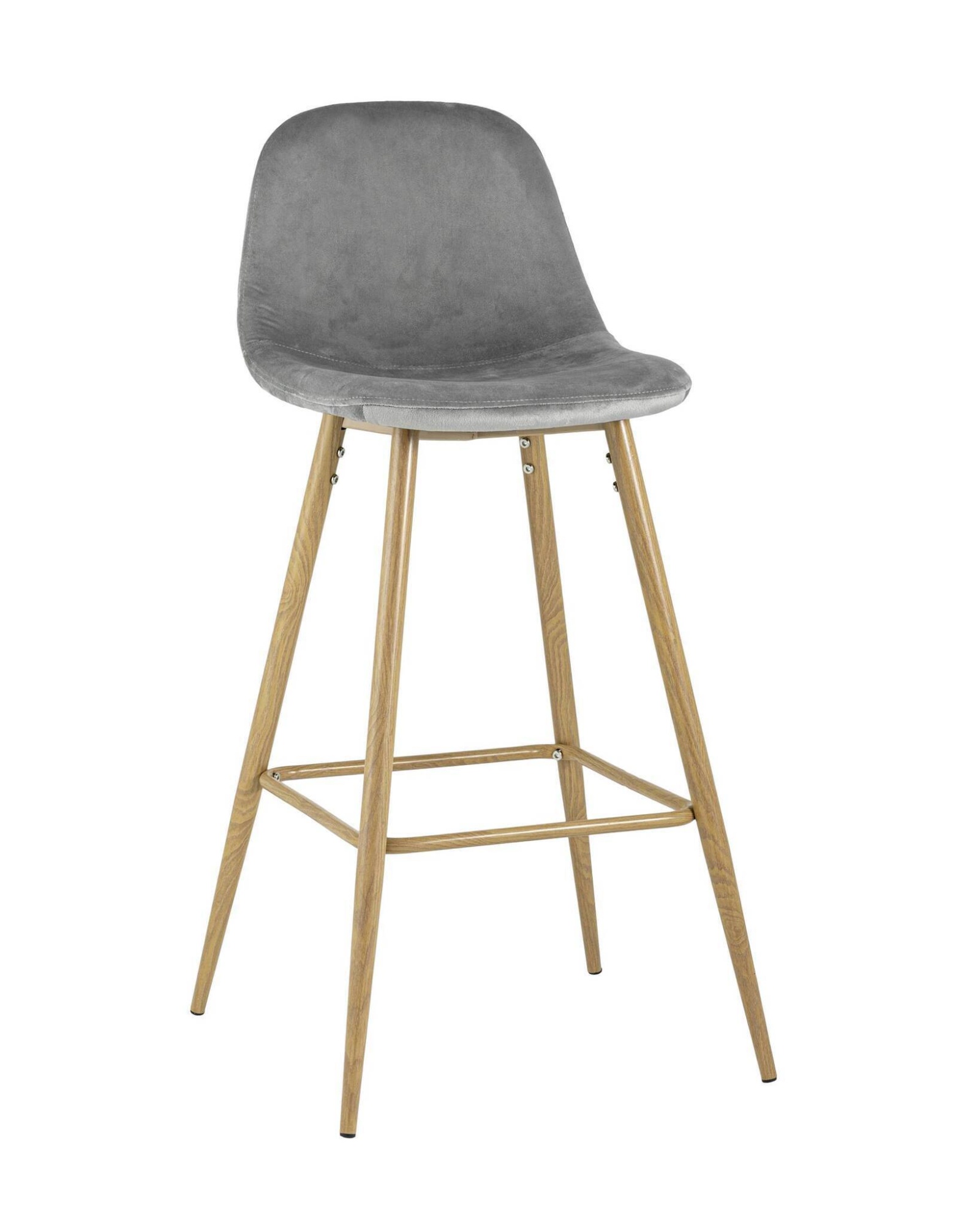 Стул барный Валенсия велюр серый ножки цвет дерево Stool Group