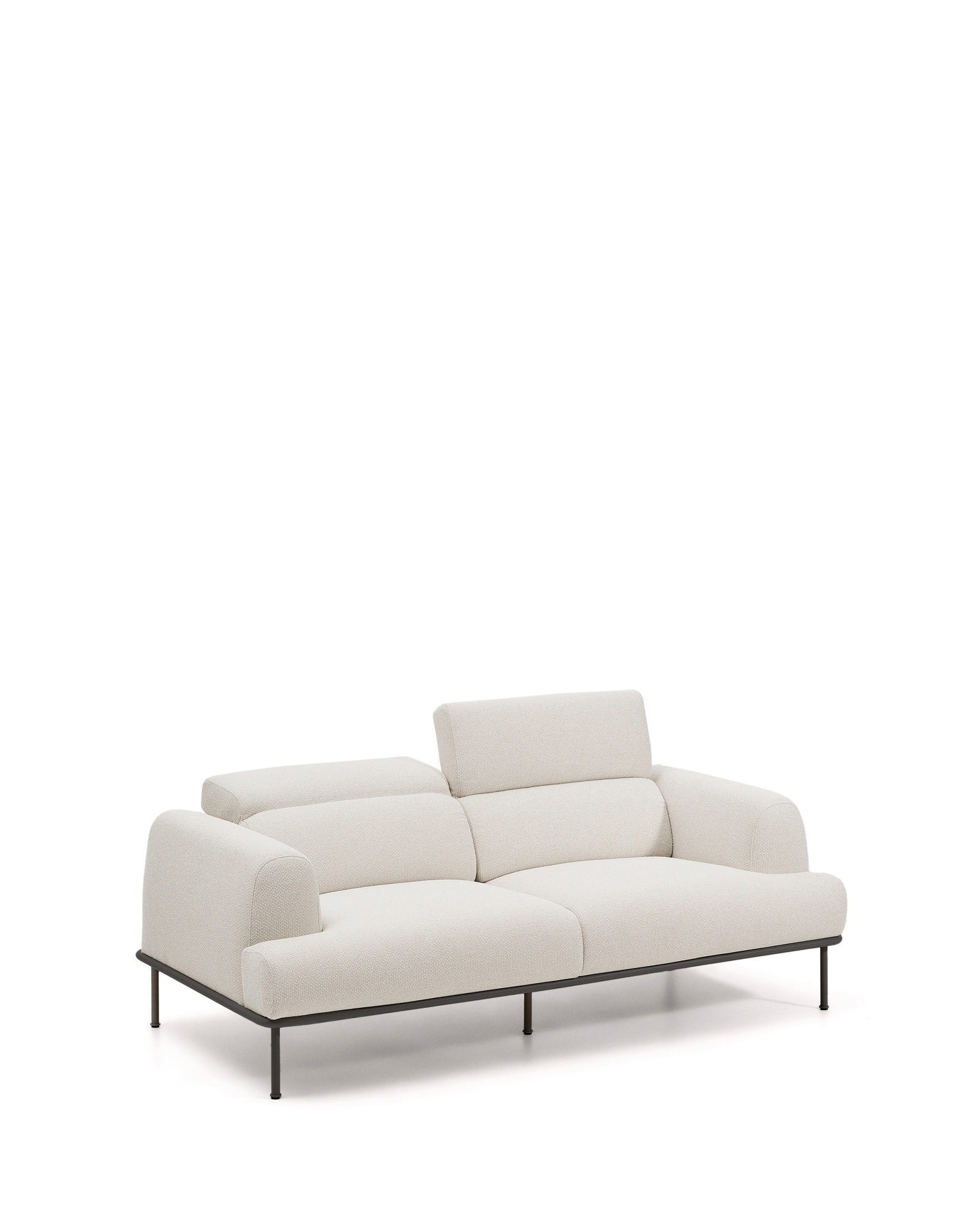 2-местный диван Aurum из шенилла цвета экрю и серого металла 210 см La Forma (ex Julia Grup)