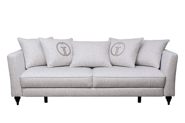 Диван Sorrento 230М трехместный расклдной светло-бежевый с кантом Garda Decor SORRENTO(K)-230M-3K-Santo1902-SECRU+Nev83