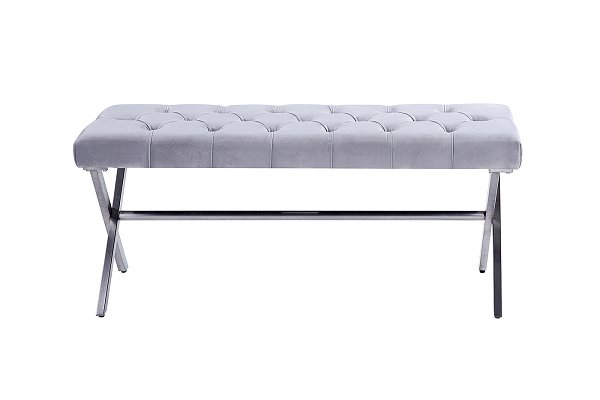 Банкетка велюровая серая Garda Decor N-2133BANK-SER