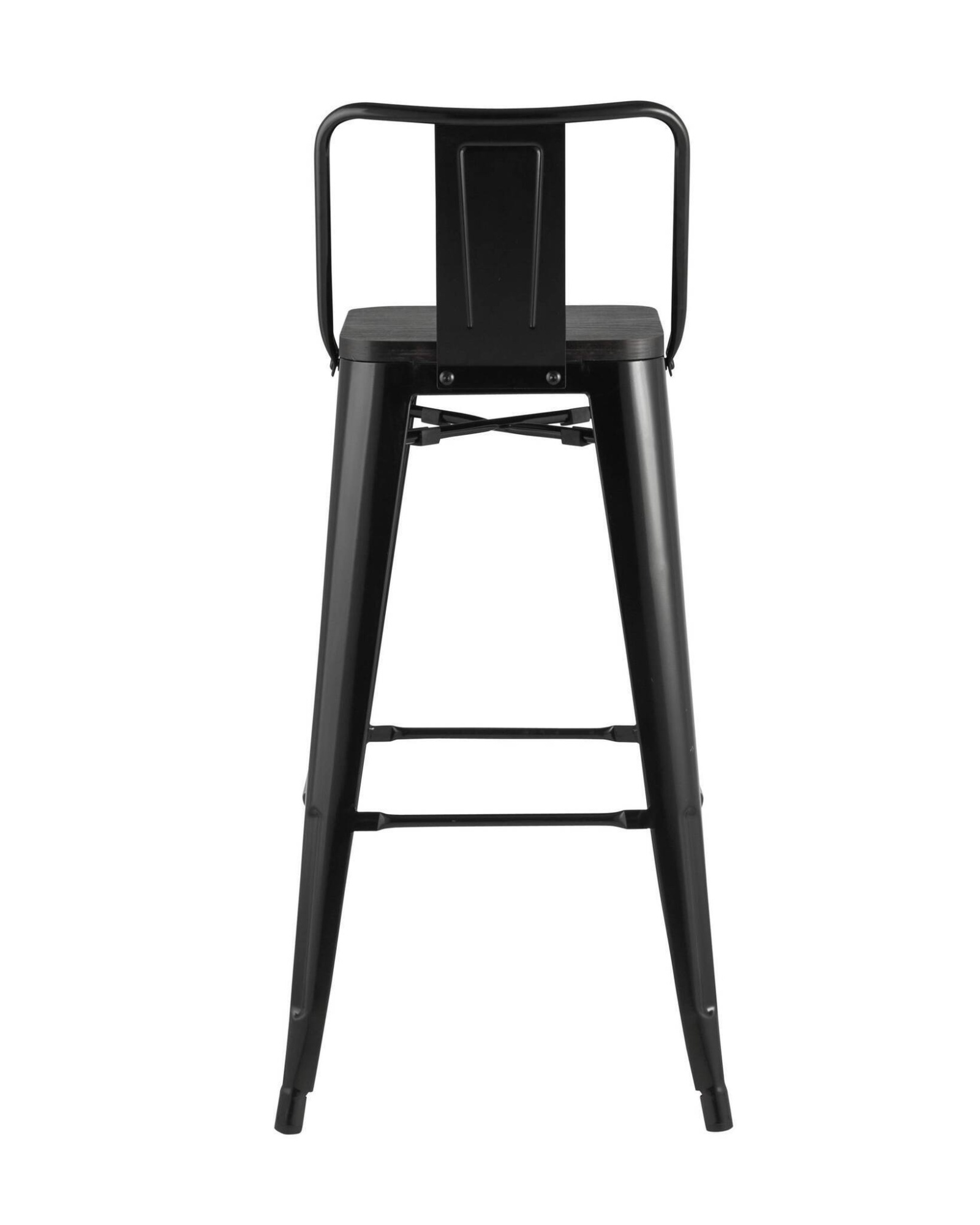 Стул барный TOLIX WOOD со спинкой черный глянцевый Stool Group