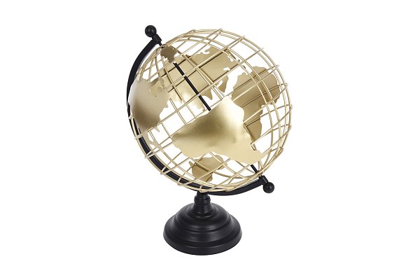 Глобус декоративный черный/золотой на металлической подставке Garda Decor HZ2002800