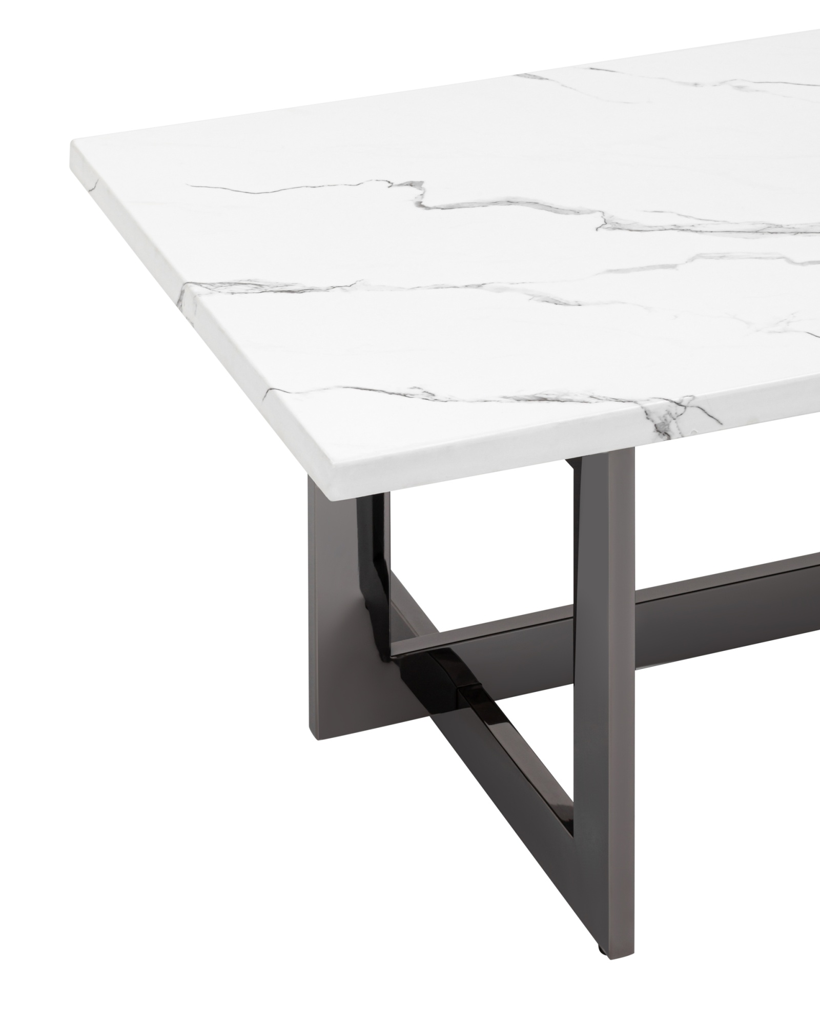 Журнальный столик Нэйтан 122*61 белый мрамор сталь темный хром Stool Group
