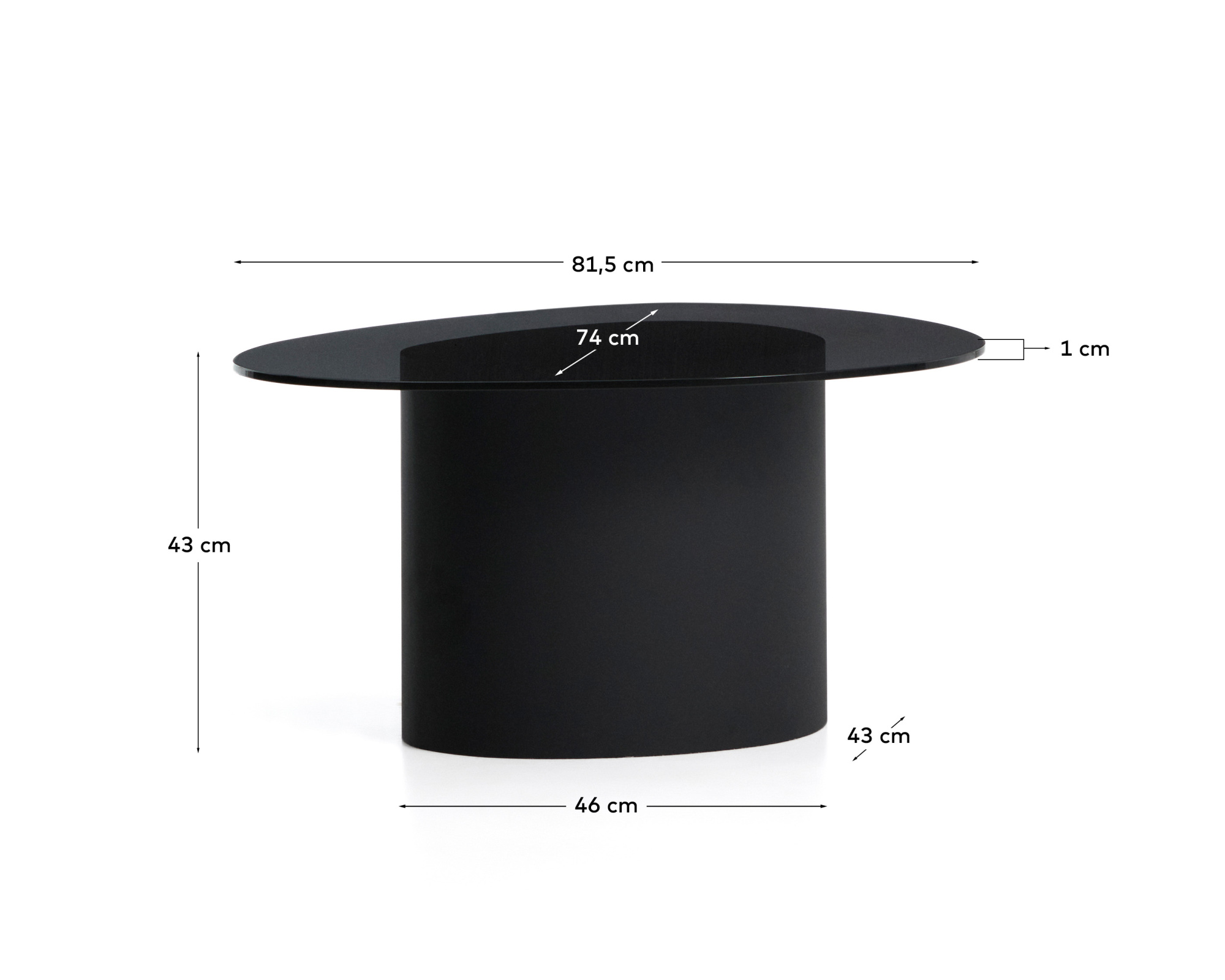 Приставной столик Olir из черной стали и закаленного стекла, 82 x 74 см La Forma 482447