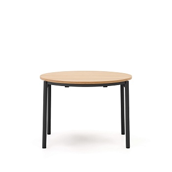 Montuiri Круглый раздвижной стол из дубового шпона с ножками черного цвета, Ø90(130) см La Forma (ex Julia Grup)