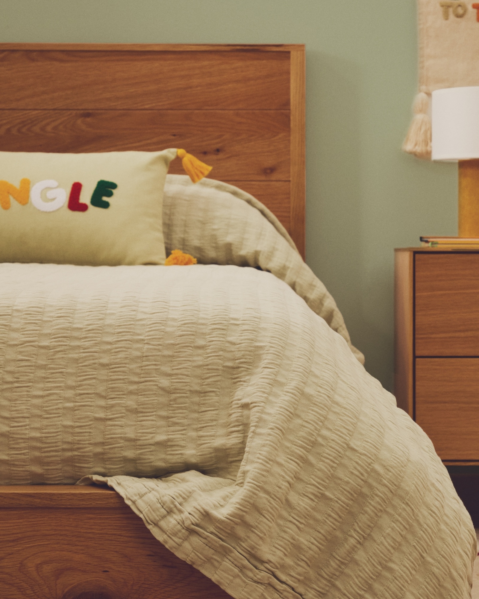 Детский плед Rilune из 100% хлопка с эффектом светло-зеленых тисненых полос La Forma (ex Julia Grup)