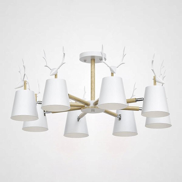 Потолочная люстра с рожками DEER B8 White by ImperiumLoft
