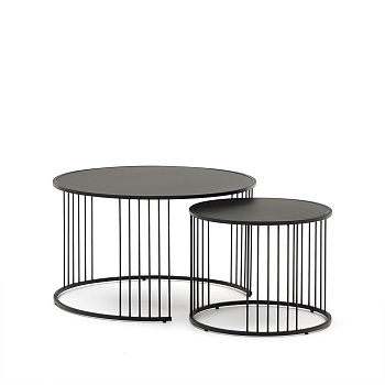 2 столика Hadar из закаленного стекла и металла с матовой черной отделкой, 75см / 45см La Forma (ex Julia Grup)