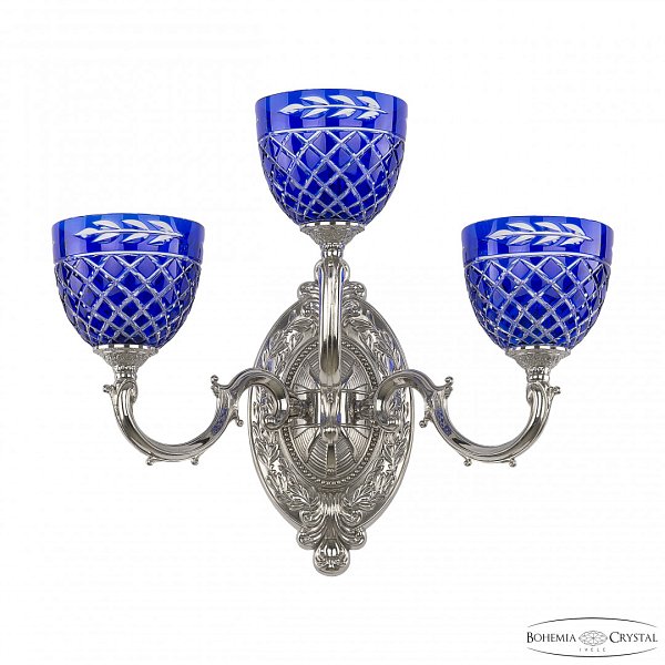 Бра бронзовые с хрусталём 7214B12/2+1/210 Ni P1 U Clear-Blue/H-1J