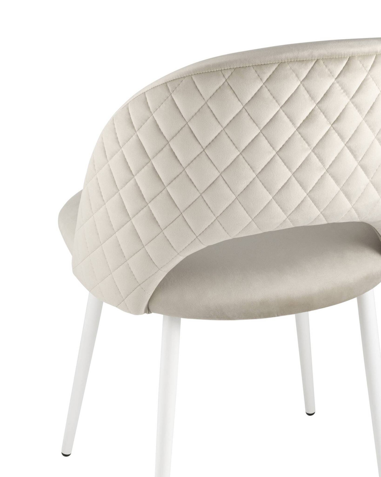 Стул Меган велюр с ромбами бежевый белые ножки Stool Group