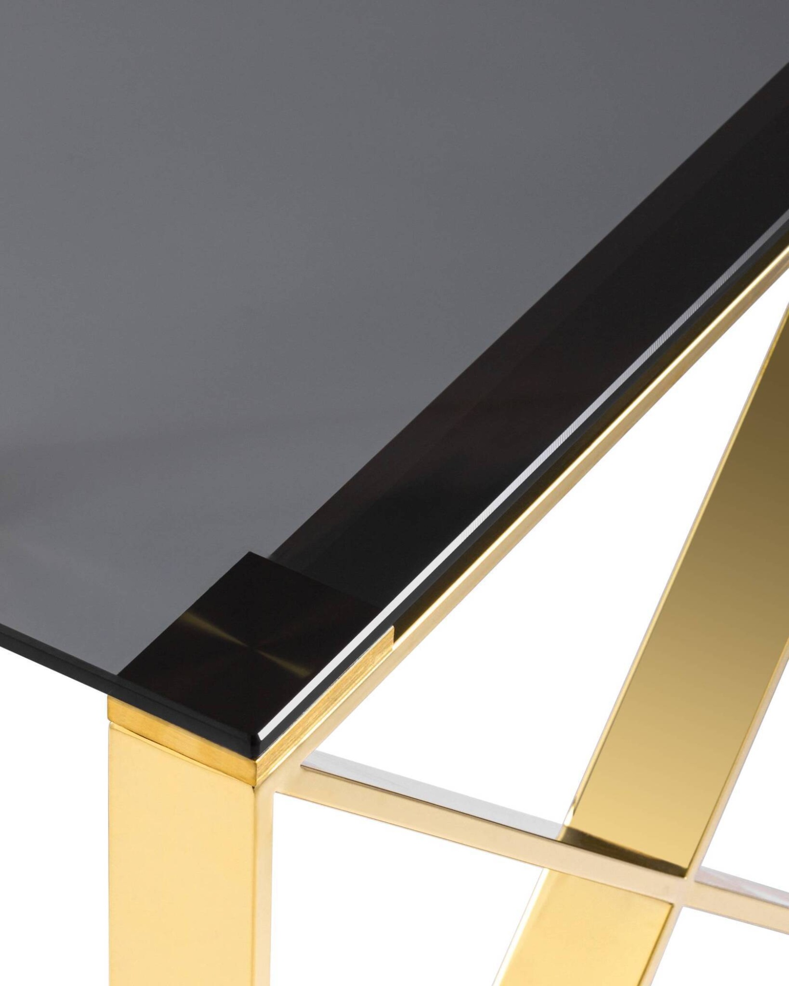 Журнальный стол 55*55 КРОСС золото стекло smoke Stool Group