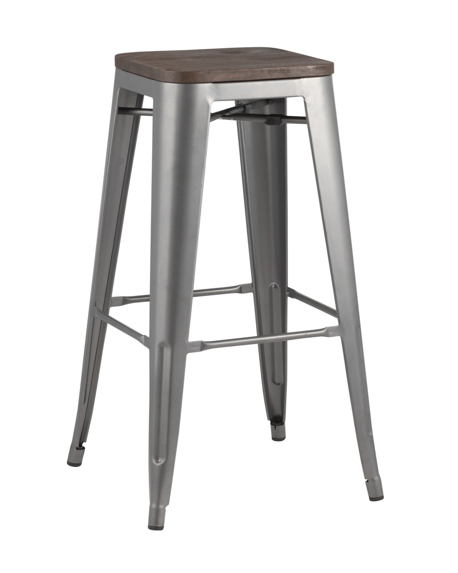 Стул барный TOLIX WOOD серебристый матовый Stool Group