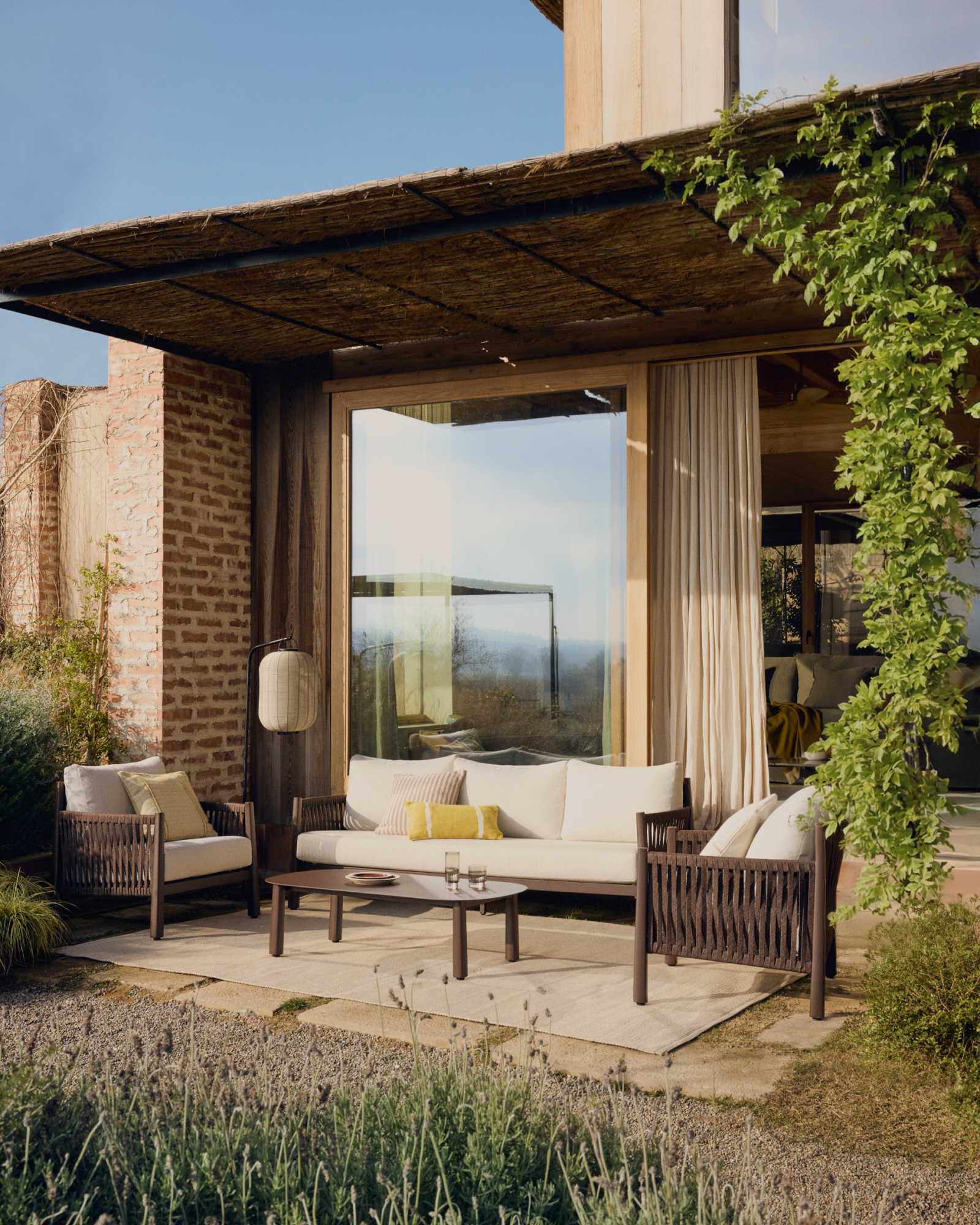 Комплект садовой мебели Aleria из коричневого алюминия и веревки La Forma 482572