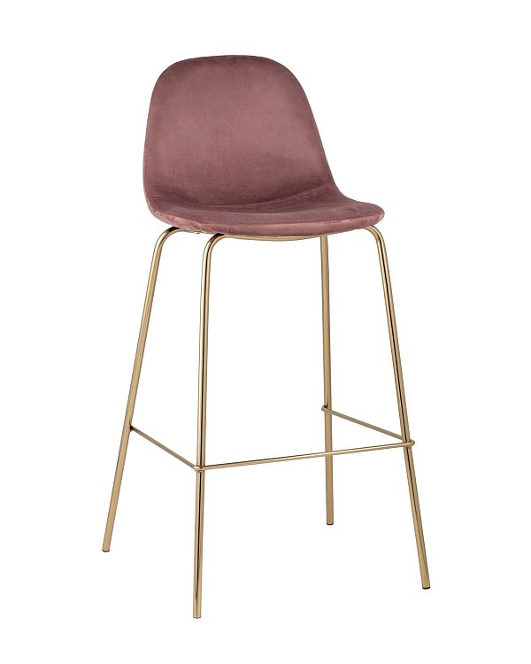 Стул барный Валенсия велюр пыльно-розовый золотые ножки Stool Group