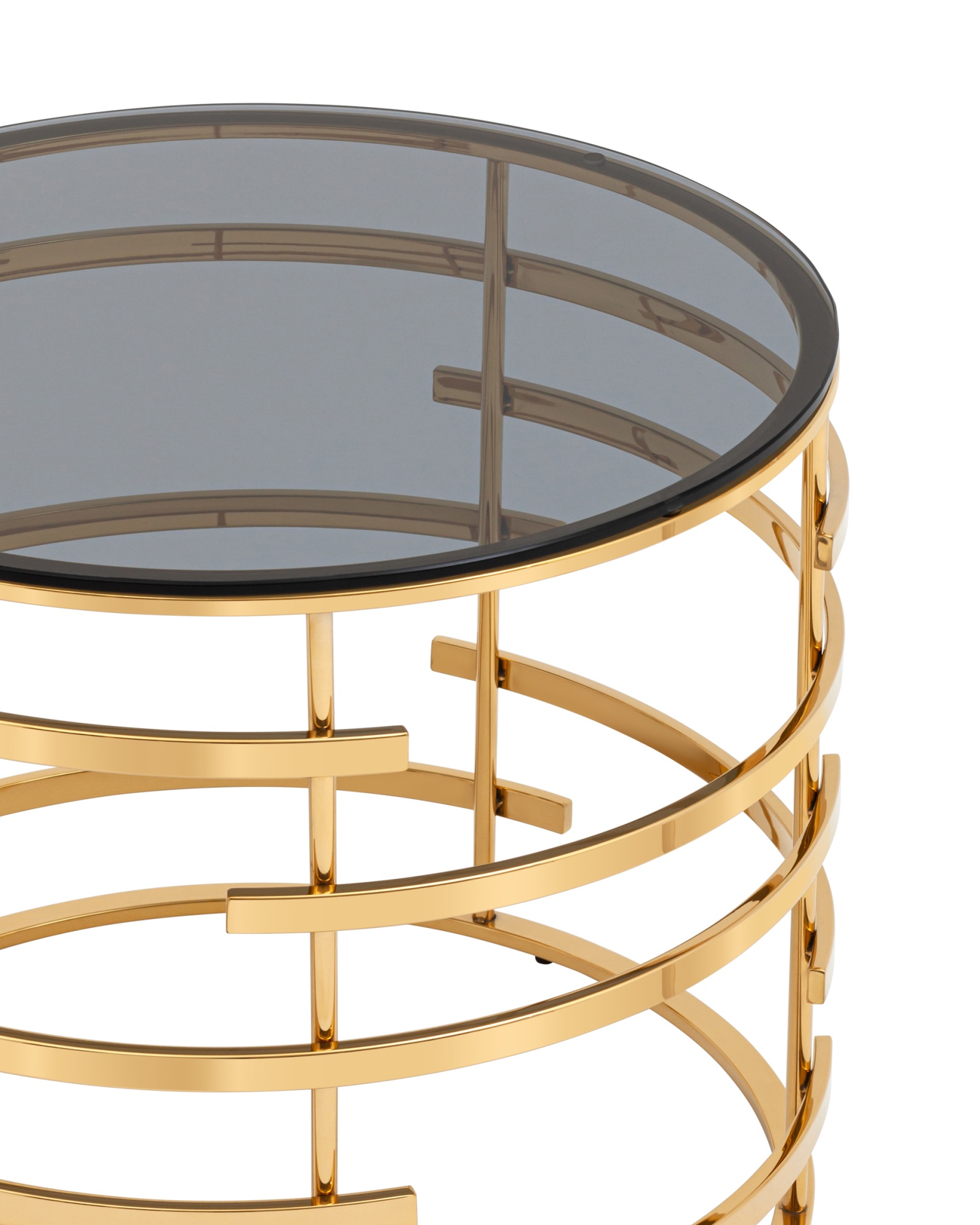 Журнальный столик Инфлюэнс 60*60 стекло smoke сталь золото Stool Group