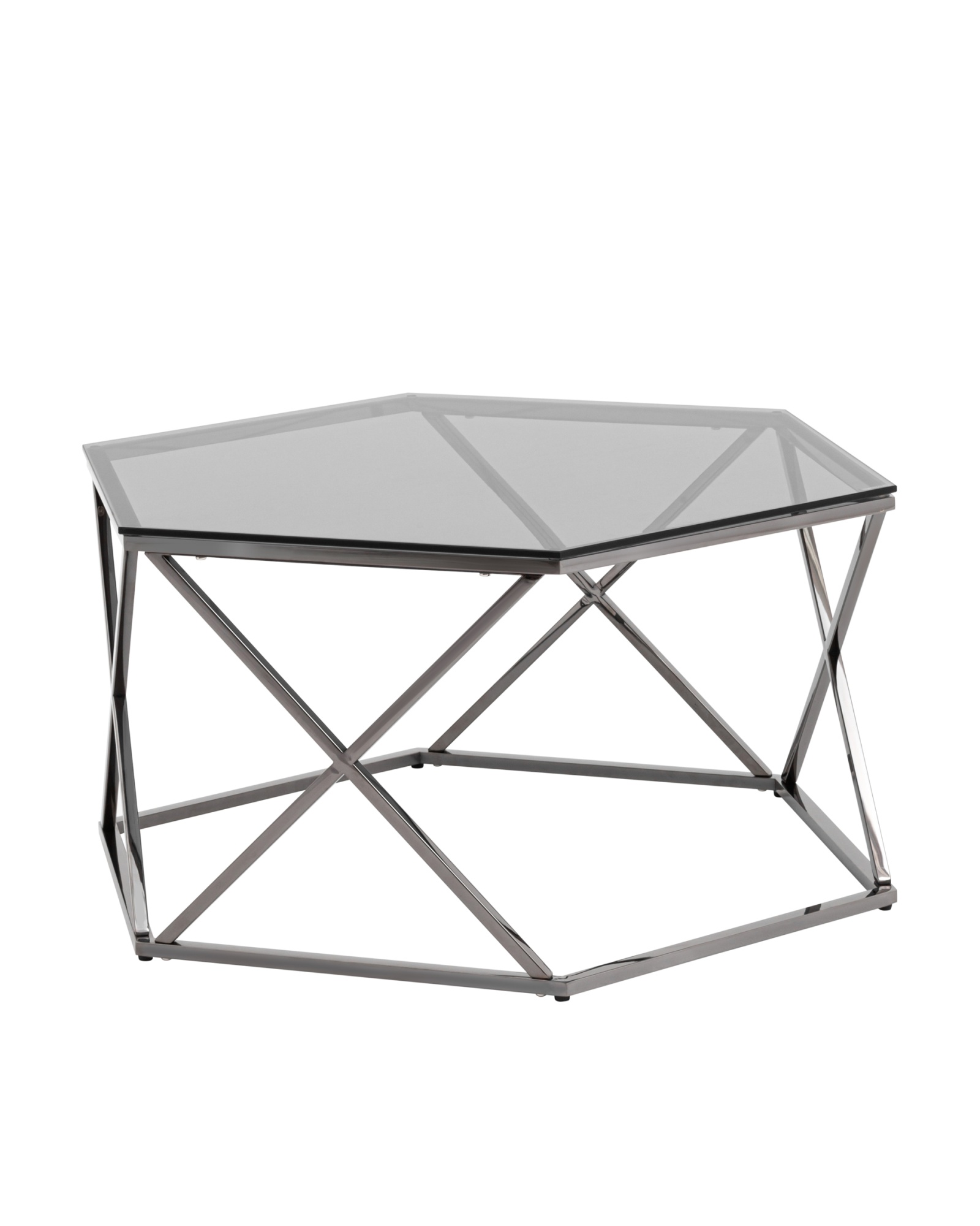 Журнальный столик Круз 93*80 стекло smoke сталь темный хром Stool Group