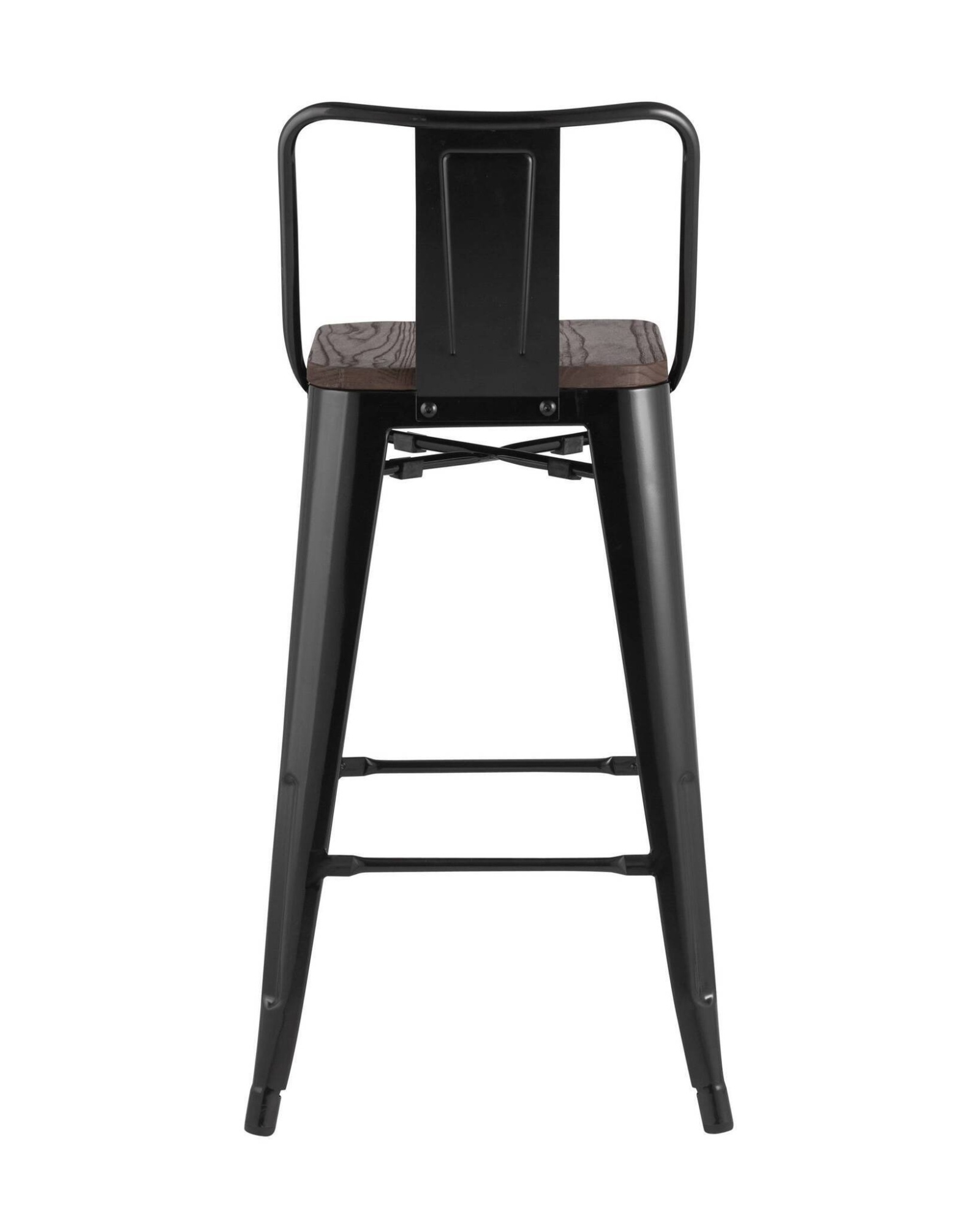 Стул полубарный TOLIX WOOD со спинкой черный глянцевый Stool Group