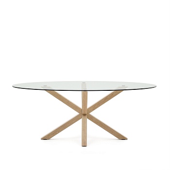 Овальный стол ARYA Argo из прозрачного стекла и стали с эффектом дерева 200x100 La Forma (ex Julia Grup)