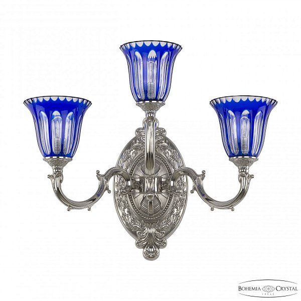 Бра бронзовые с хрусталём 7214B12/2+1/210 Ni P2 U Clear-Blue/H-1H