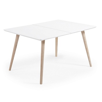 Обеденный стол QUATRE 140 (220) x90 с матовой белой столешницей La Forma (ex Julia Grup)