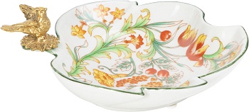 Блюдо с птичкой Glasar C519ECL/HX0036E