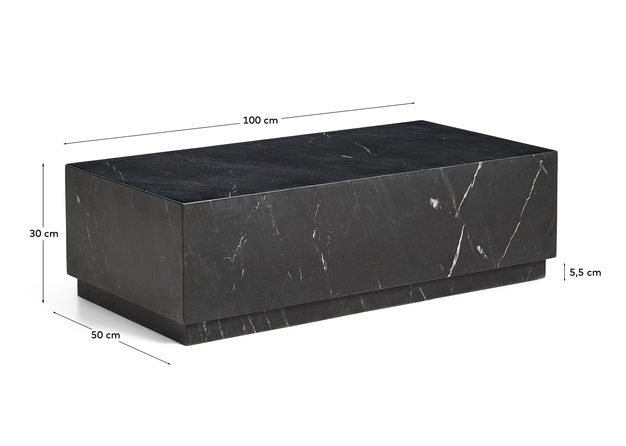 Журнальный столик Sorein из черного мрамора 100 x 50 см La Forma 451203