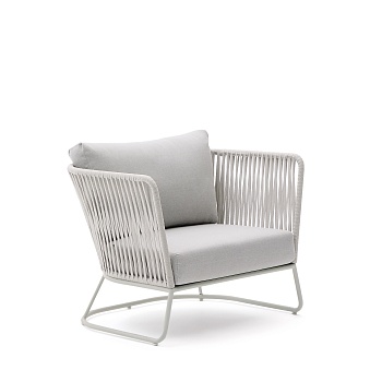 Уличное кресло Saconca из веревочного шнура и серой оцинкованной стали La Forma (ex Julia Grup)
