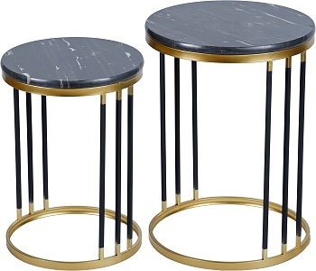 Столики интерьерные с черным мрамором, набор Glasar 54-272/271