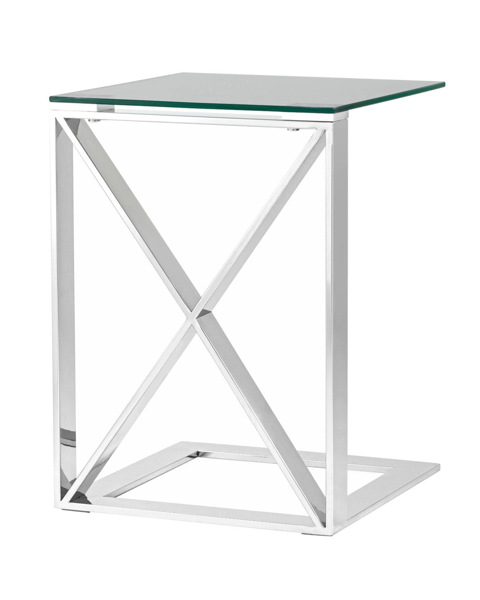 Журнальный стол 40*40 КРОСС серебро Stool Group