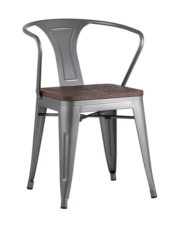 Стул TOLIX ARM WOOD с подлокотниками серебристый Stool Group