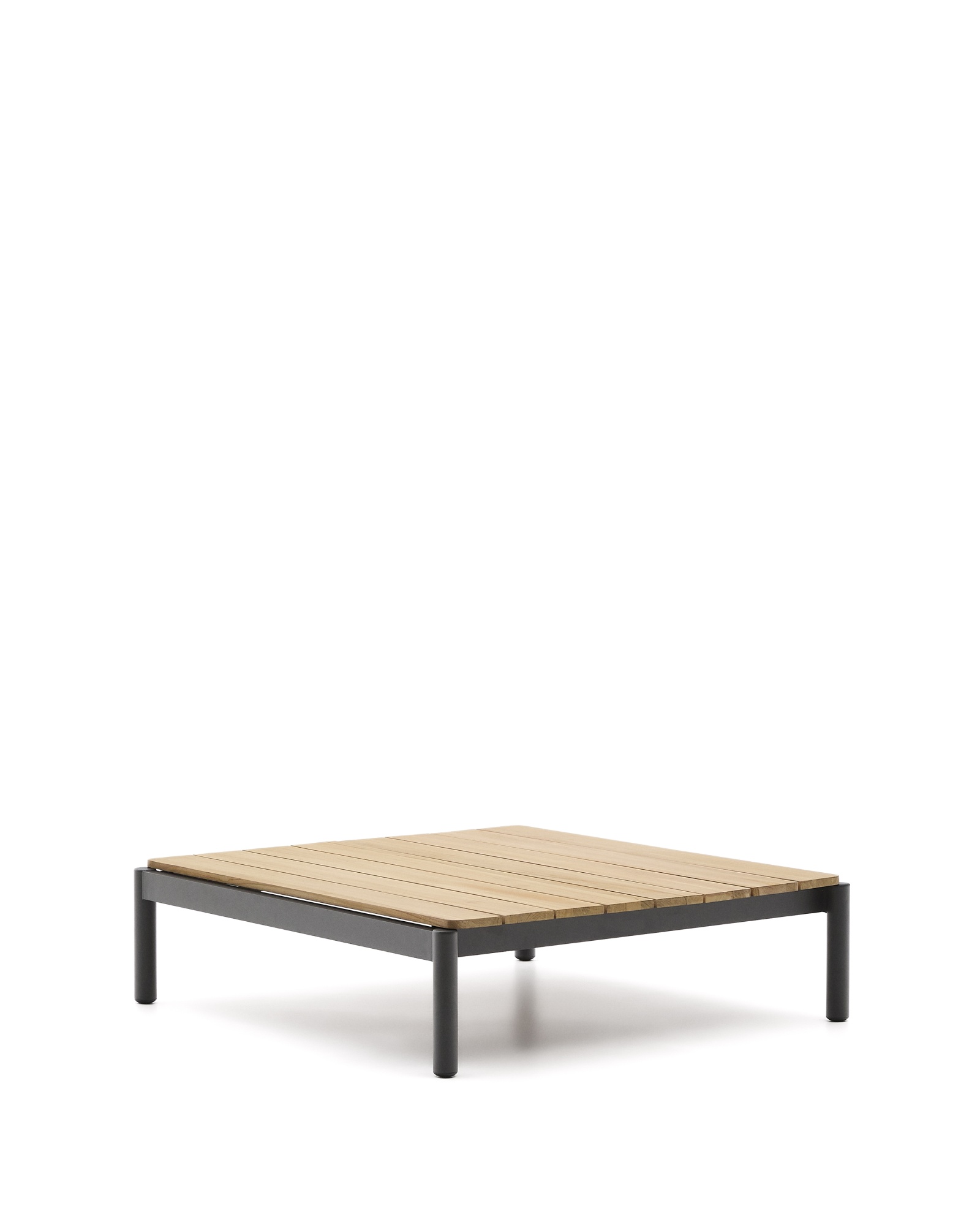 Журнальный столик Sorells из серого алюминия и тикового дерева 89 x 91 см La Forma (ex Julia Grup)