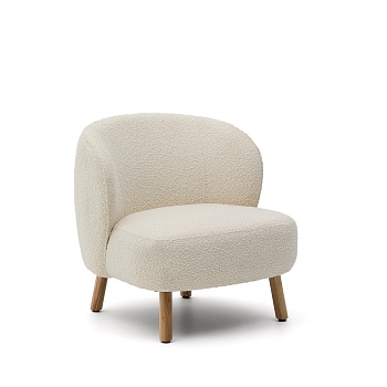 Кресло Ulit из белого букле с ножками из бука в натуральной отделке La Forma (ex Julia Grup)