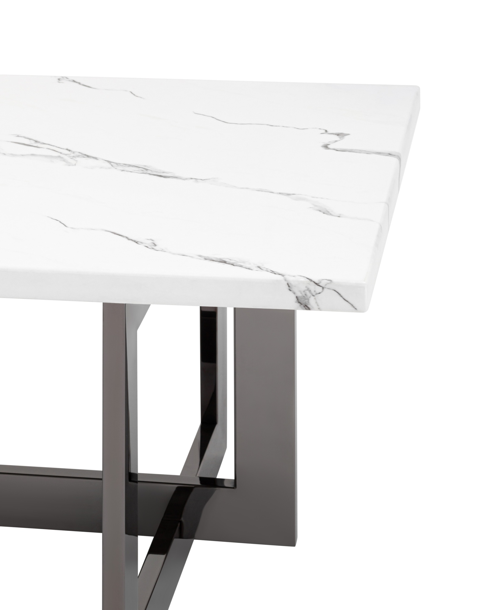 Журнальный столик Нэйтан 122*61 белый мрамор сталь темный хром Stool Group