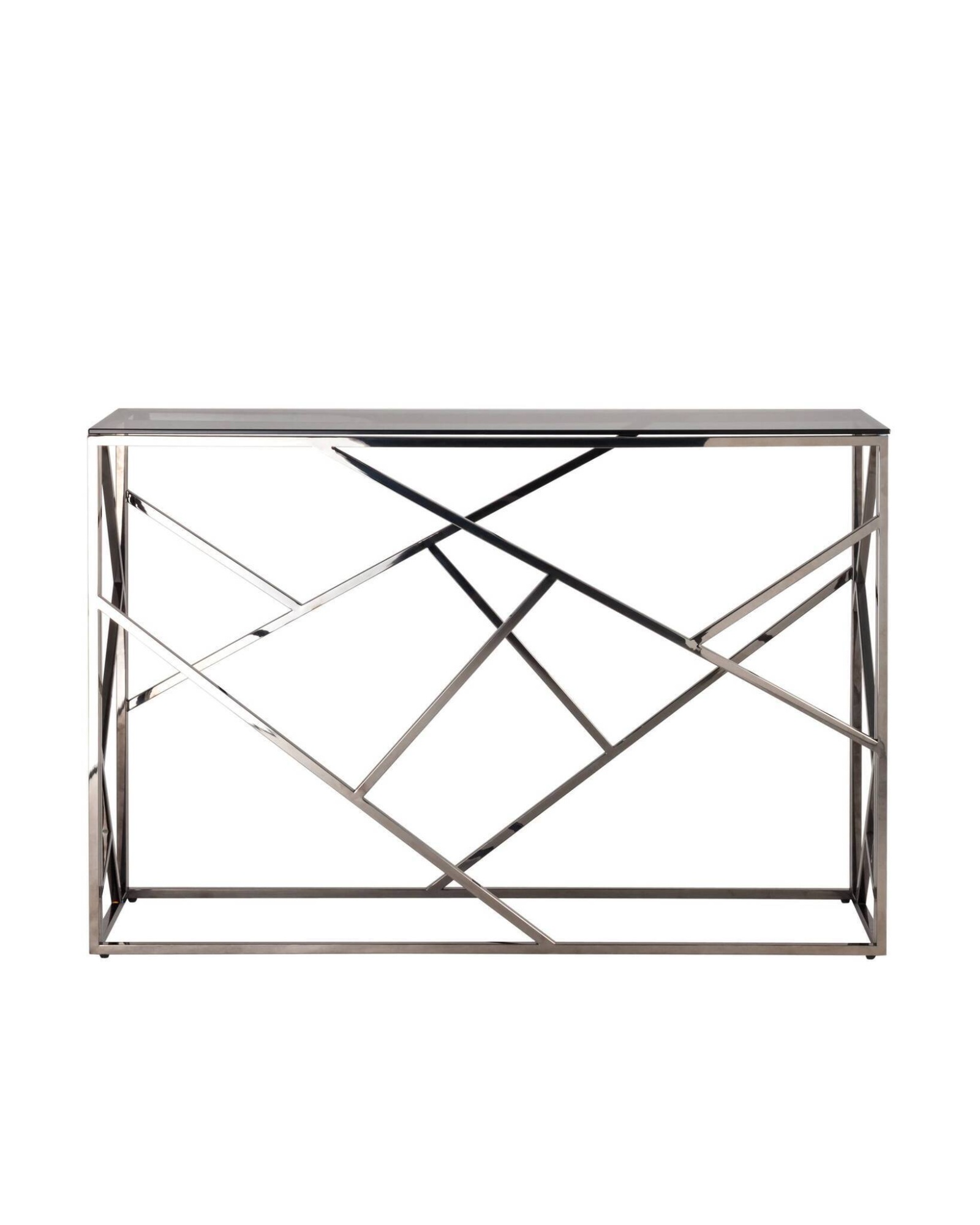 Консоль АРТ ДЕКО 115*30 стекло smoke сталь тёмный хром Stool Group
