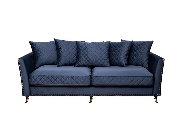 Диван Sorrento 220 трехместный велюровый темно-синий Garda Decor SORRENTO-220-Colt034-SIN