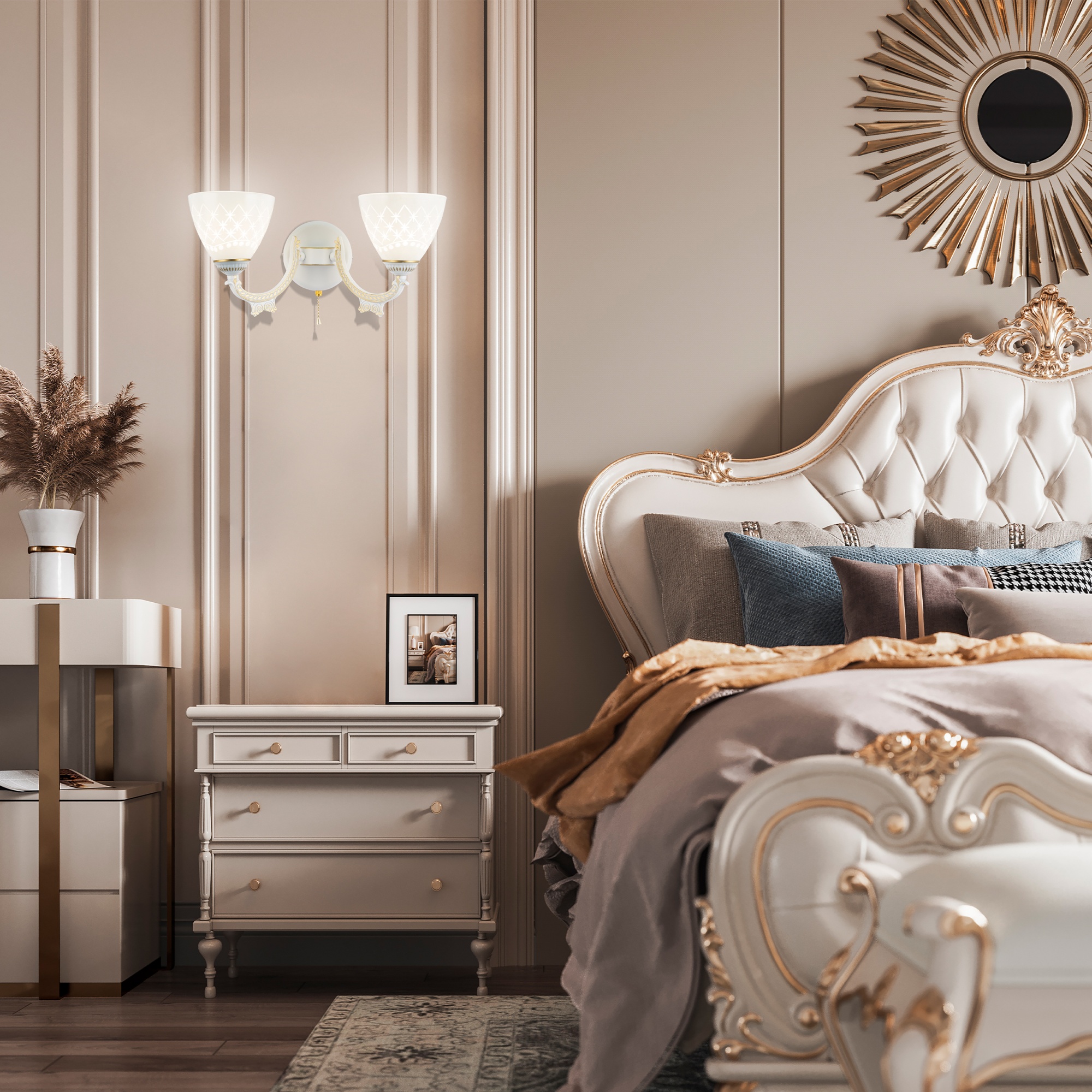 Бра с плафонами 343837/2W WT+G Arte Milano