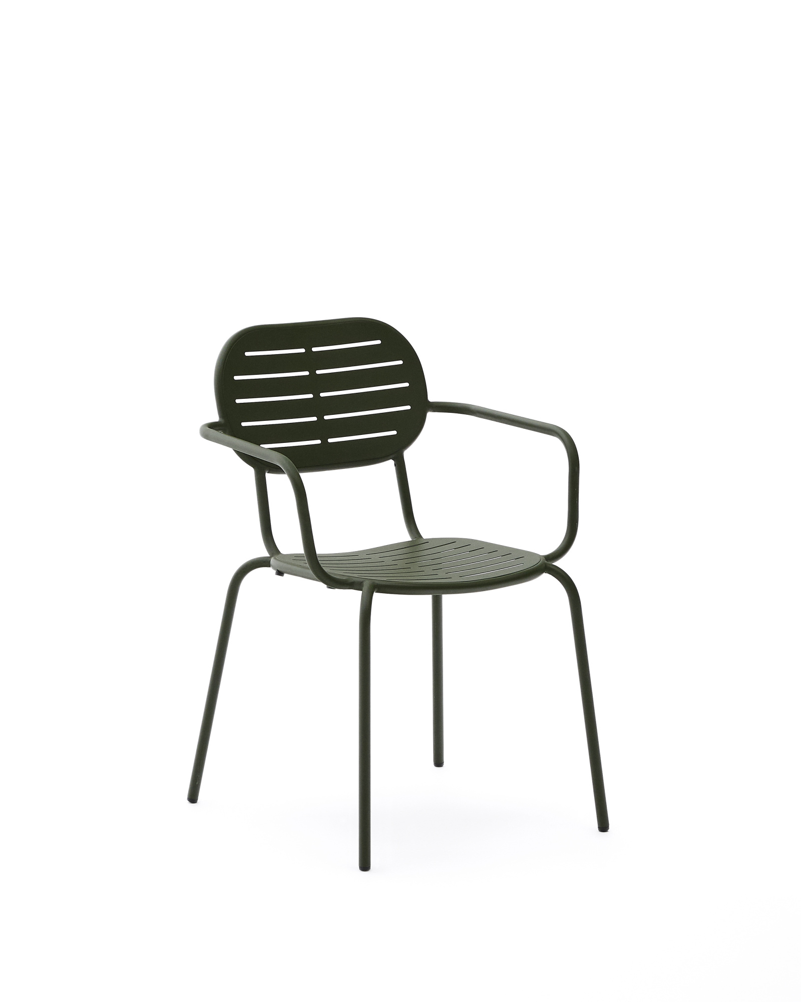 Стул для улицы Brai с подлокотниками из оцинкованной стали зелёного цвета La Forma 261847