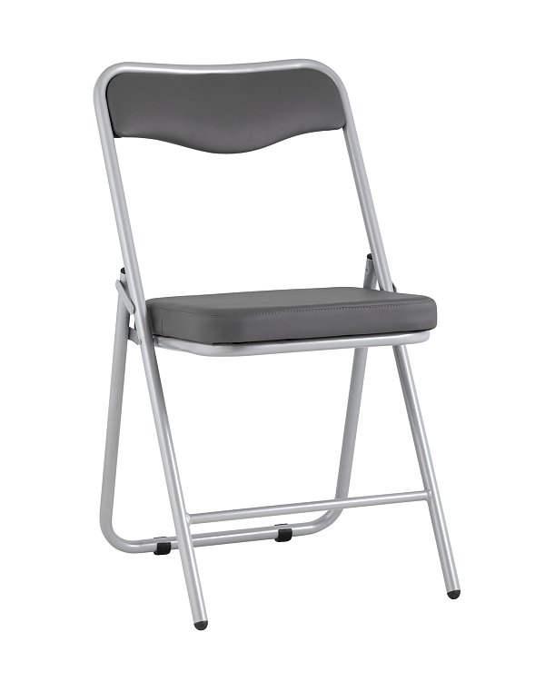 Складной стул Джонни экокожа серый каркас металлик Stool Group