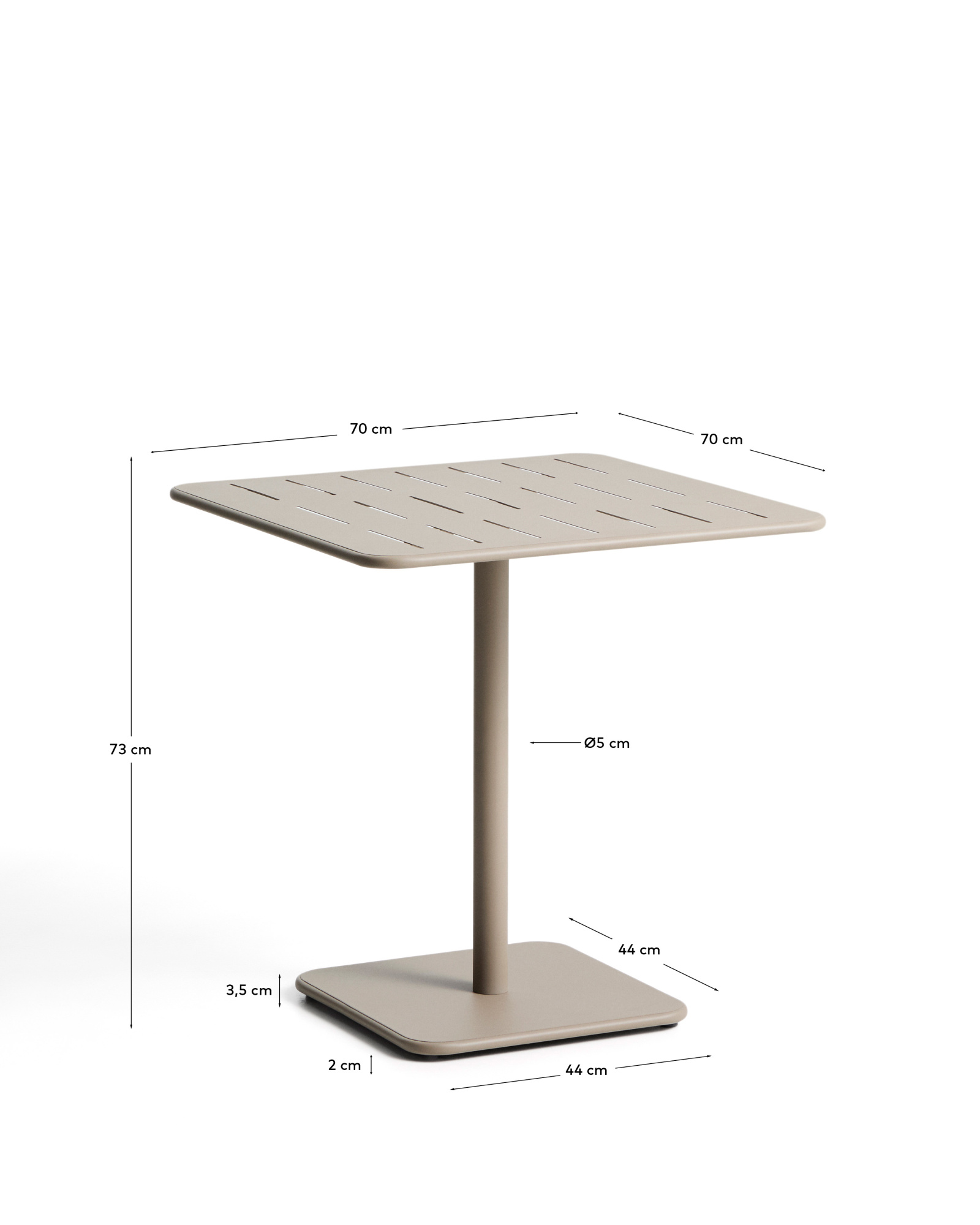 Уличный стол Brai из оцинкованной стали бежевого цвета, 70 x 70 см La Forma 482205